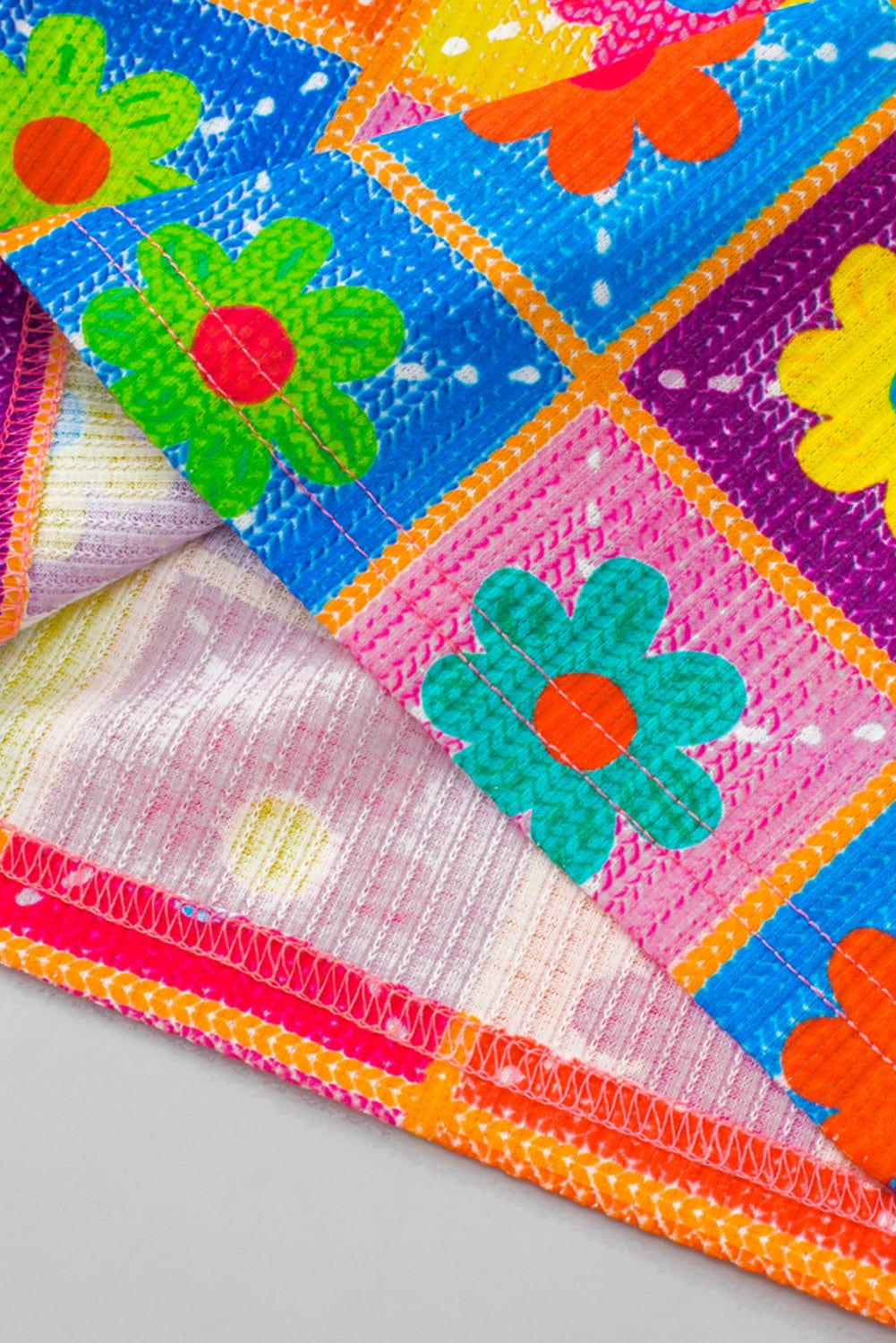 Floral Crochet Puff Sleeve Multicolor Blouse