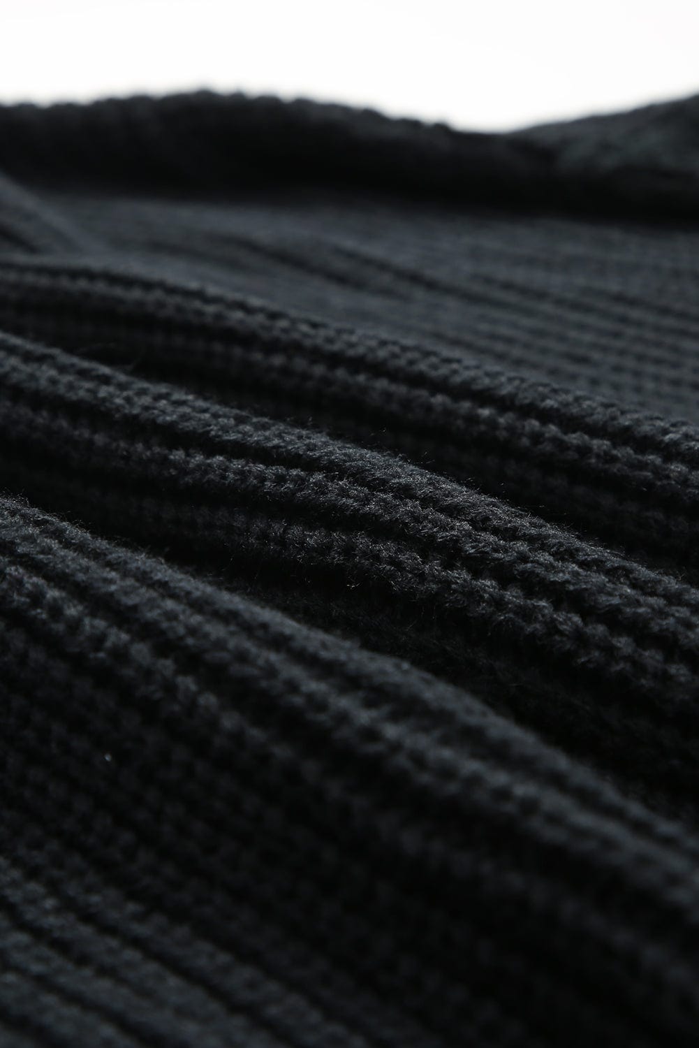 Floral Crochet Sleeve Cozy Black Sweater