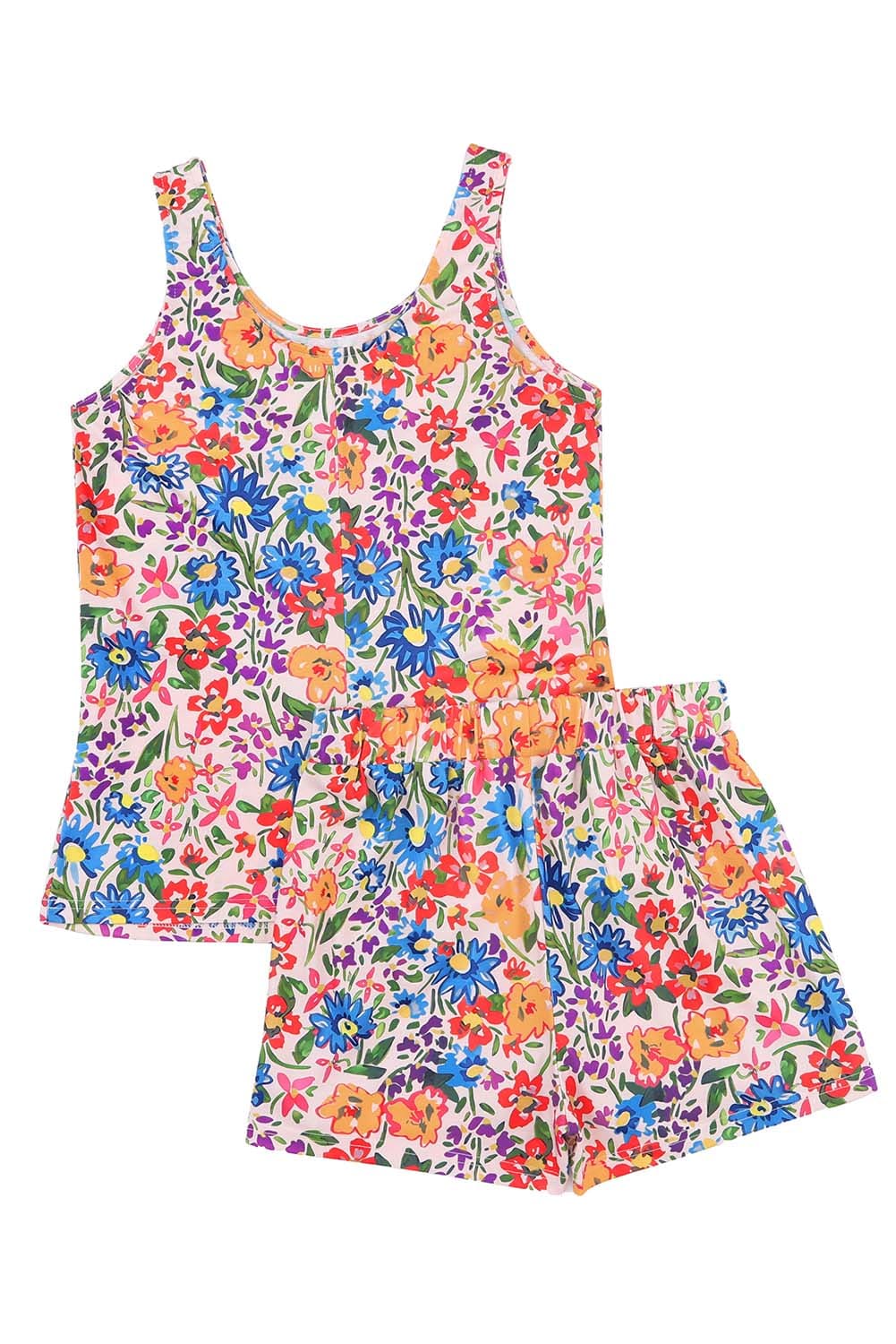 Floral Dream Sleeveless Lounge Set in Multicolor Leopard Pattern
