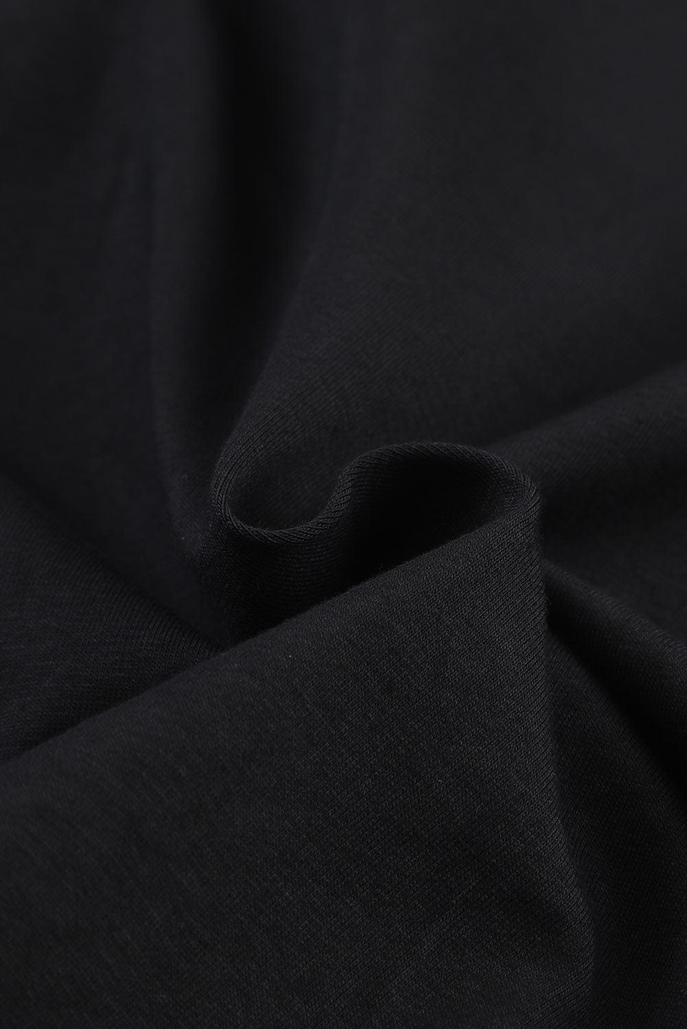 Floral Embroidered Black Puff Sleeve Tee