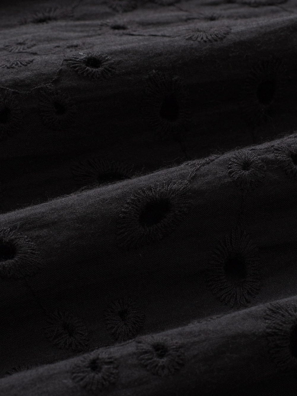 Floral Embroidered V-Neck Puff Sleeve Cut-Out Blouse