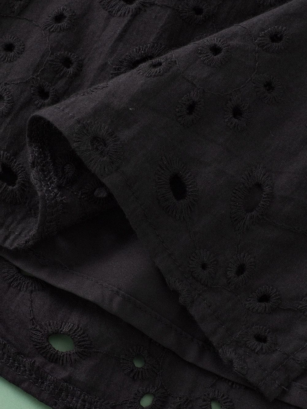 Floral Embroidered V-Neck Puff Sleeve Cut-Out Blouse