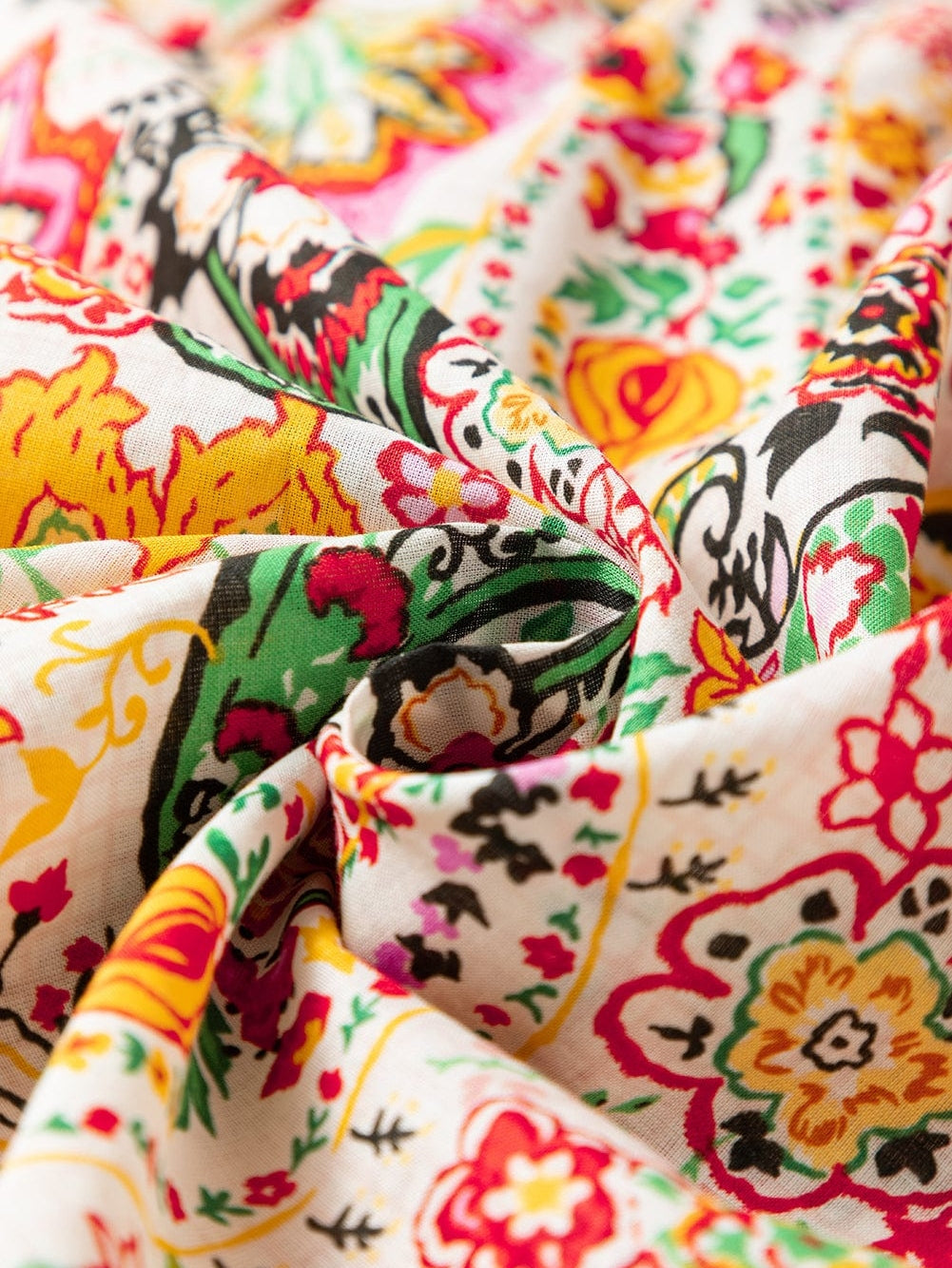 Floral Fantasy Lace Detail Puff Sleeve Button-Up Shirt