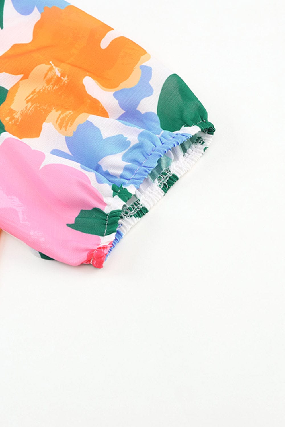 Floral Fantasy Puff Sleeve Blouse with Ruffle Detail