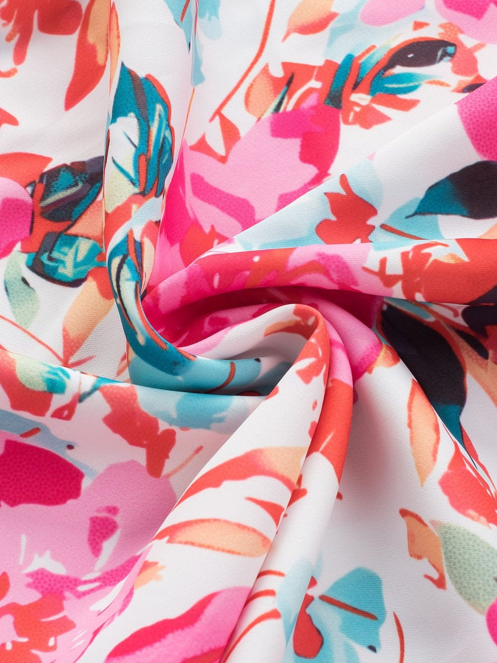 Floral Fantasy Ruffled Flutter Sleeve Pink Blouse