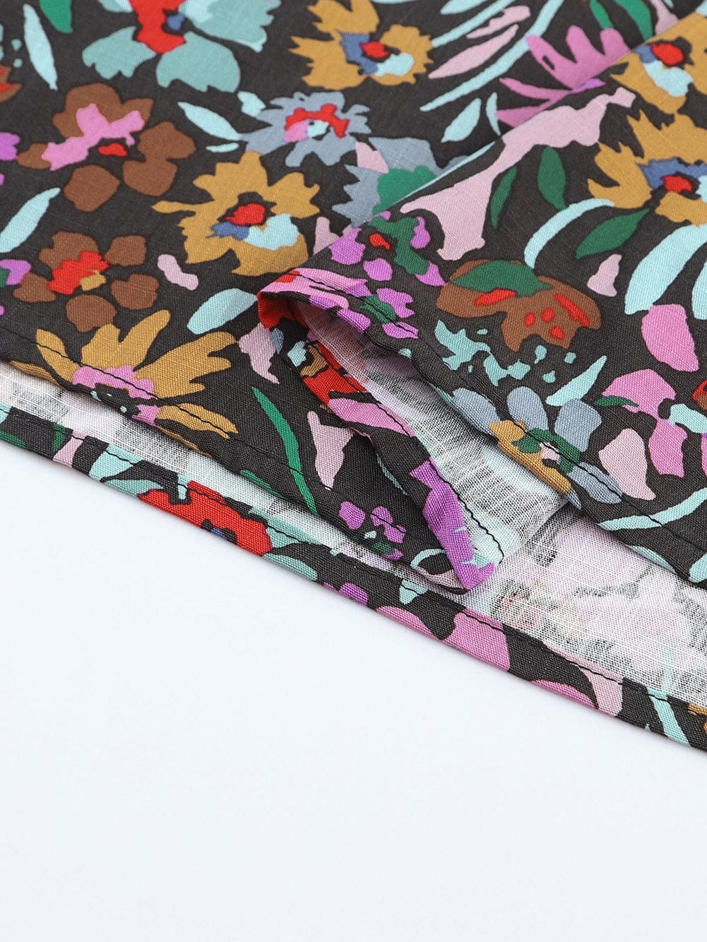 Floral Fantasy V-Neck Ruffle Sleeve Blouse