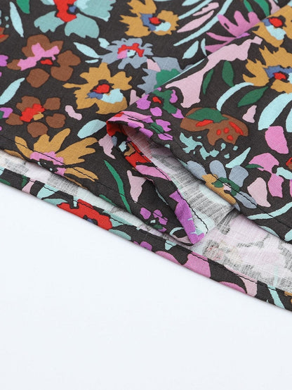 Floral Fantasy V-Neck Ruffle Sleeve Blouse