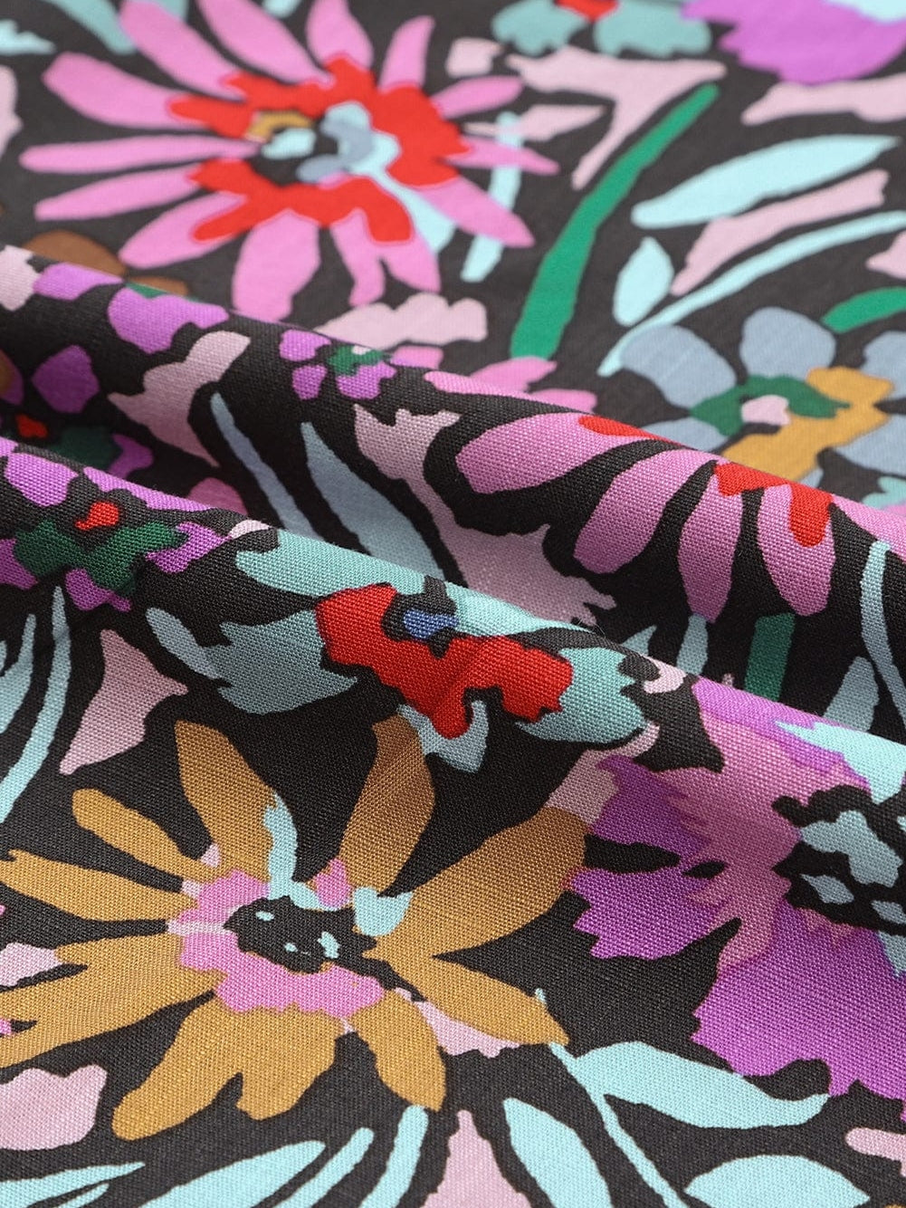 Floral Fantasy V-Neck Ruffle Sleeve Blouse