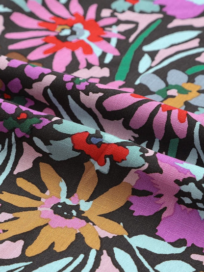 Floral Fantasy V-Neck Ruffle Sleeve Blouse