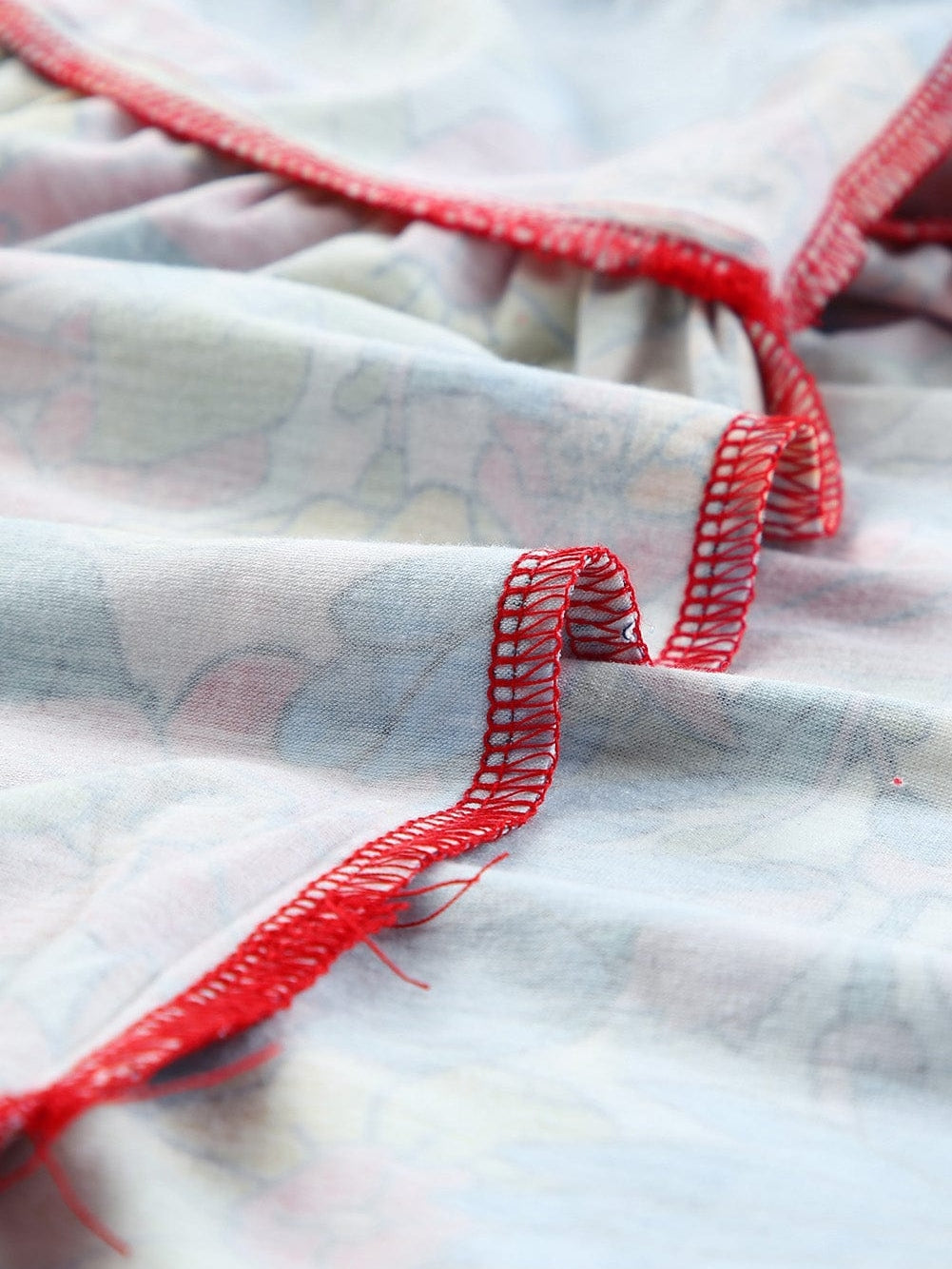 Floral Fiery Red Babydoll Top with V Neck Ruffles