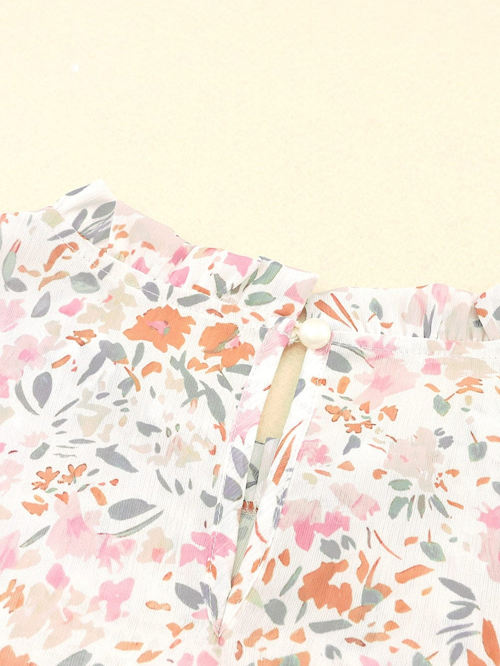 Floral Lace Accent Ruffle Sleeve Blouse