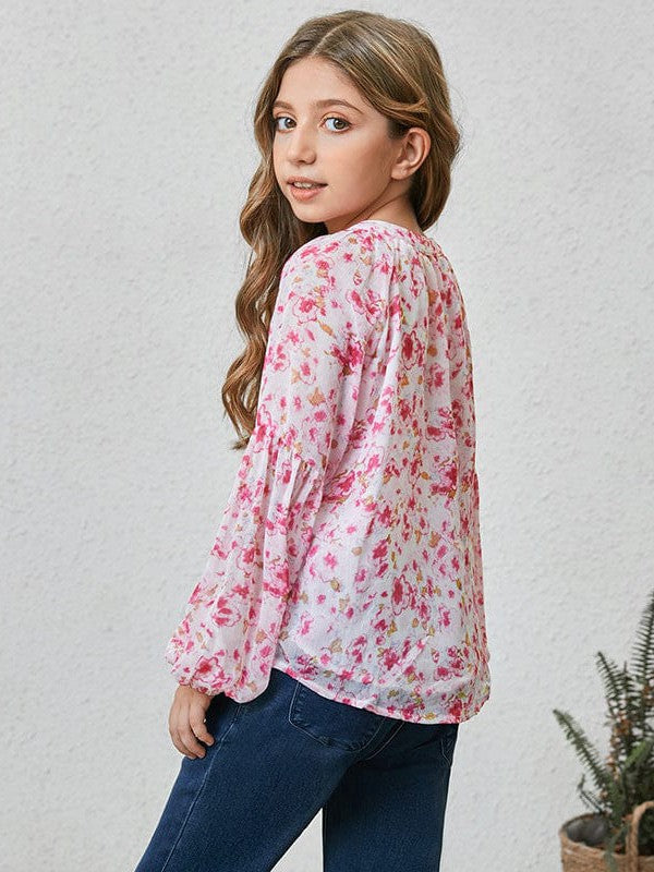 Floral Lace Chiffon Top for Girls and Women