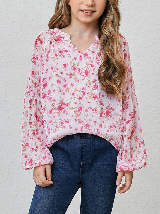 Floral Lace Chiffon Top for Girls and Women