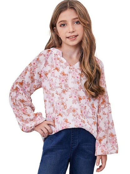 Floral Lace Chiffon Top for Girls and Women