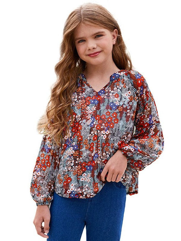 Floral Lace Chiffon Top for Girls and Women