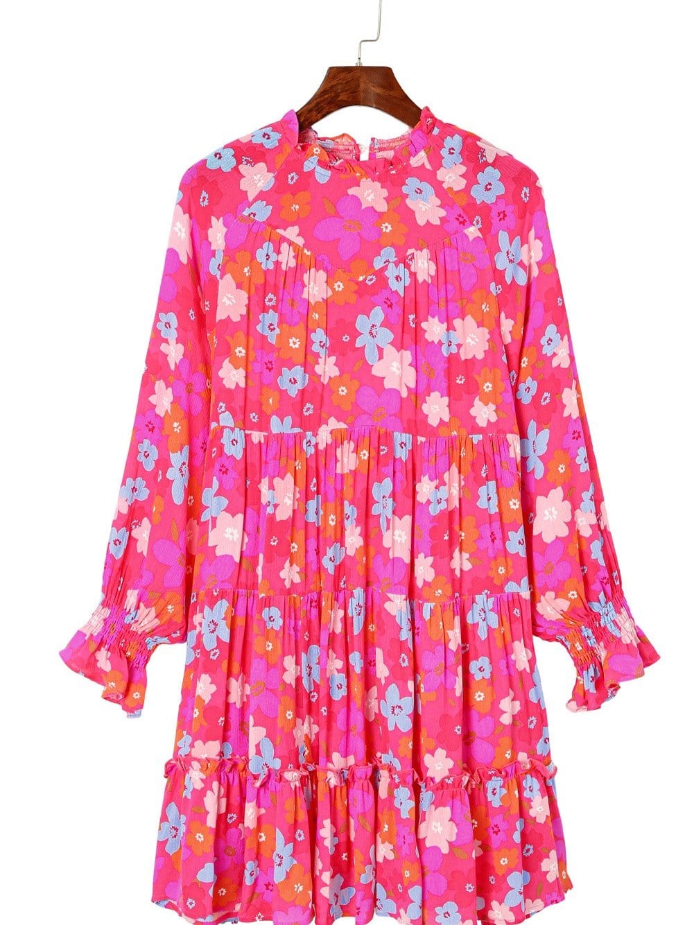 Floral Paradise Tiered Babydoll Dress with Bubble Sleeves