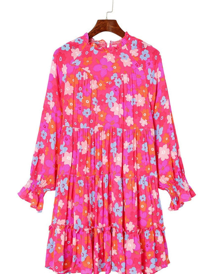 Floral Paradise Tiered Babydoll Dress with Bubble Sleeves