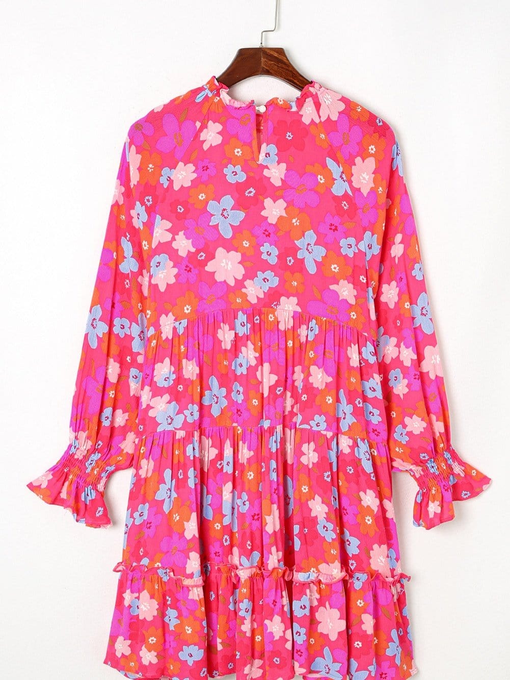 Floral Paradise Tiered Babydoll Dress with Bubble Sleeves