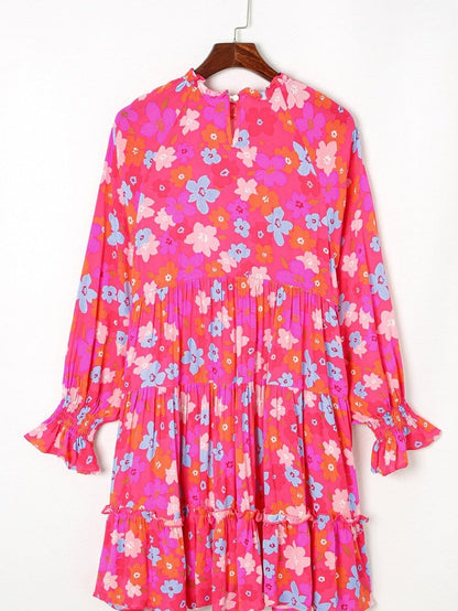 Floral Paradise Tiered Babydoll Dress with Bubble Sleeves