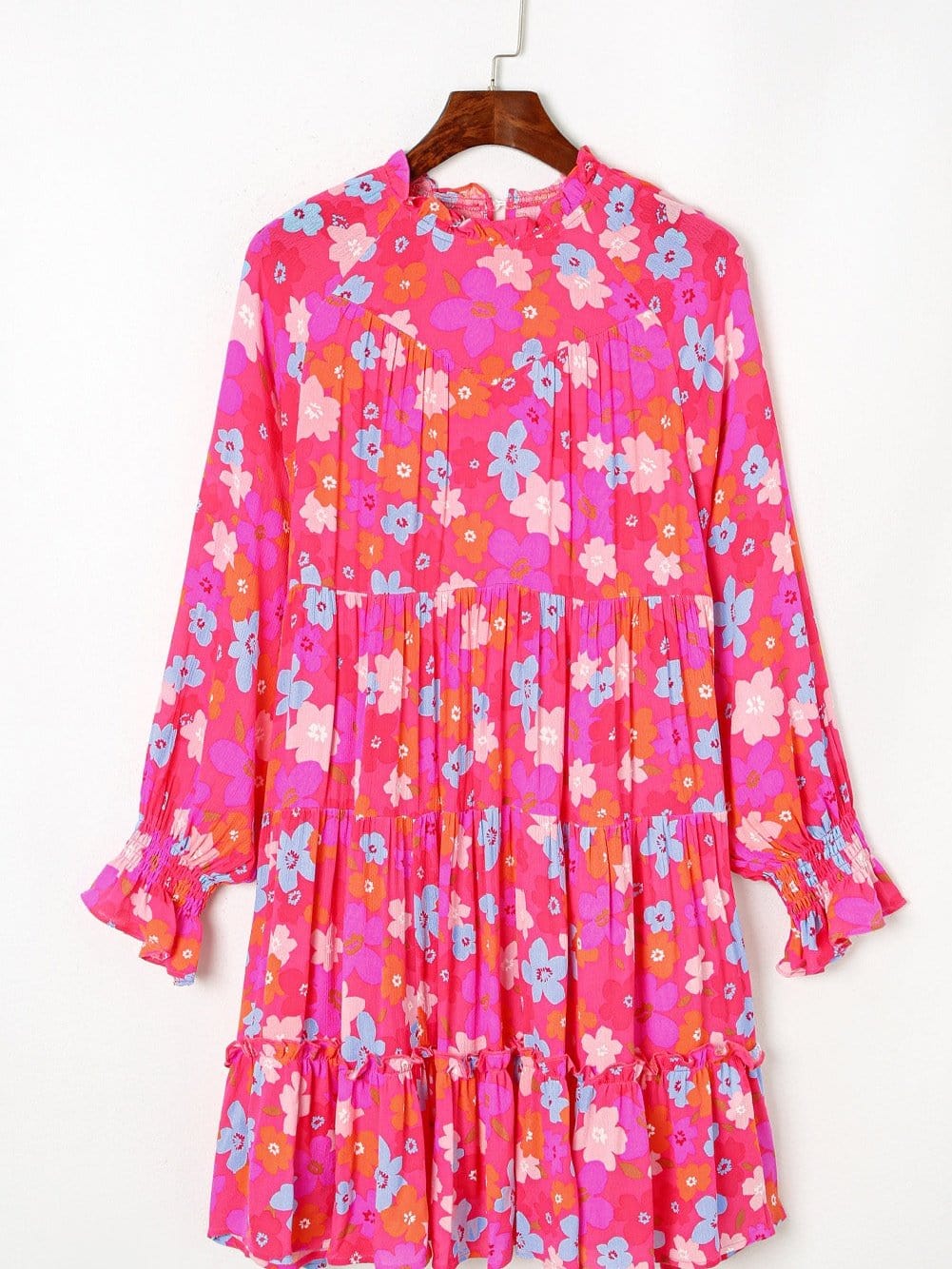 Floral Paradise Tiered Babydoll Dress with Bubble Sleeves