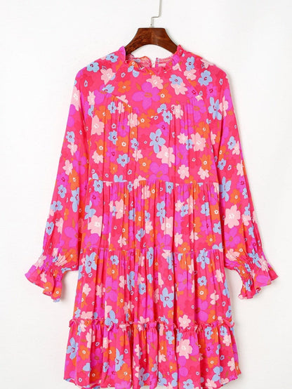 Floral Paradise Tiered Babydoll Dress with Bubble Sleeves