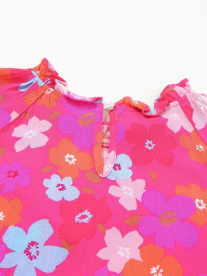 Floral Paradise Tiered Babydoll Dress with Bubble Sleeves