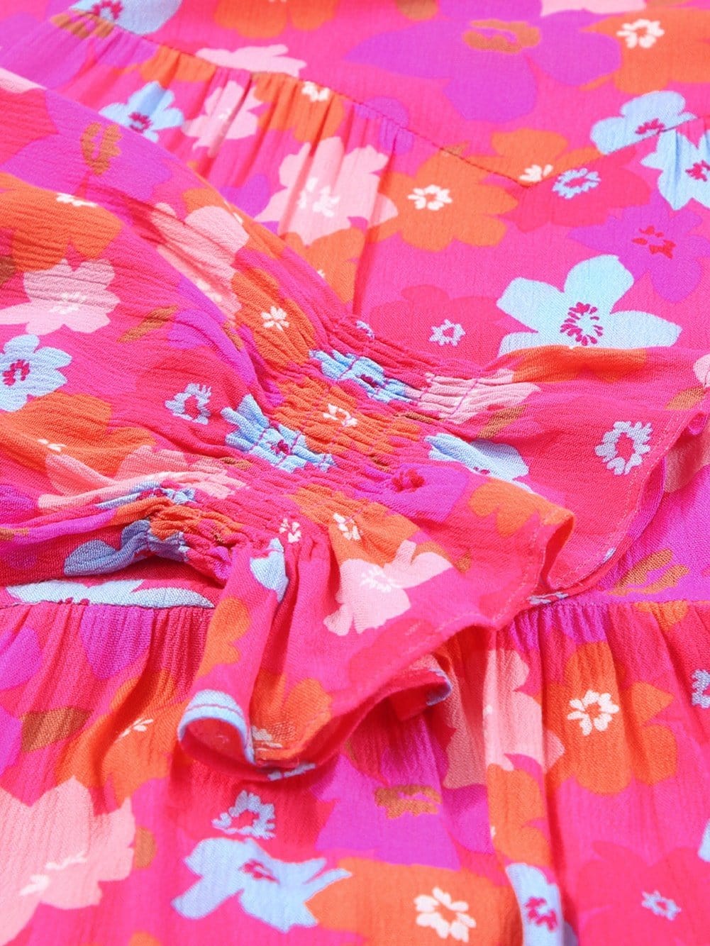 Floral Paradise Tiered Babydoll Dress with Bubble Sleeves