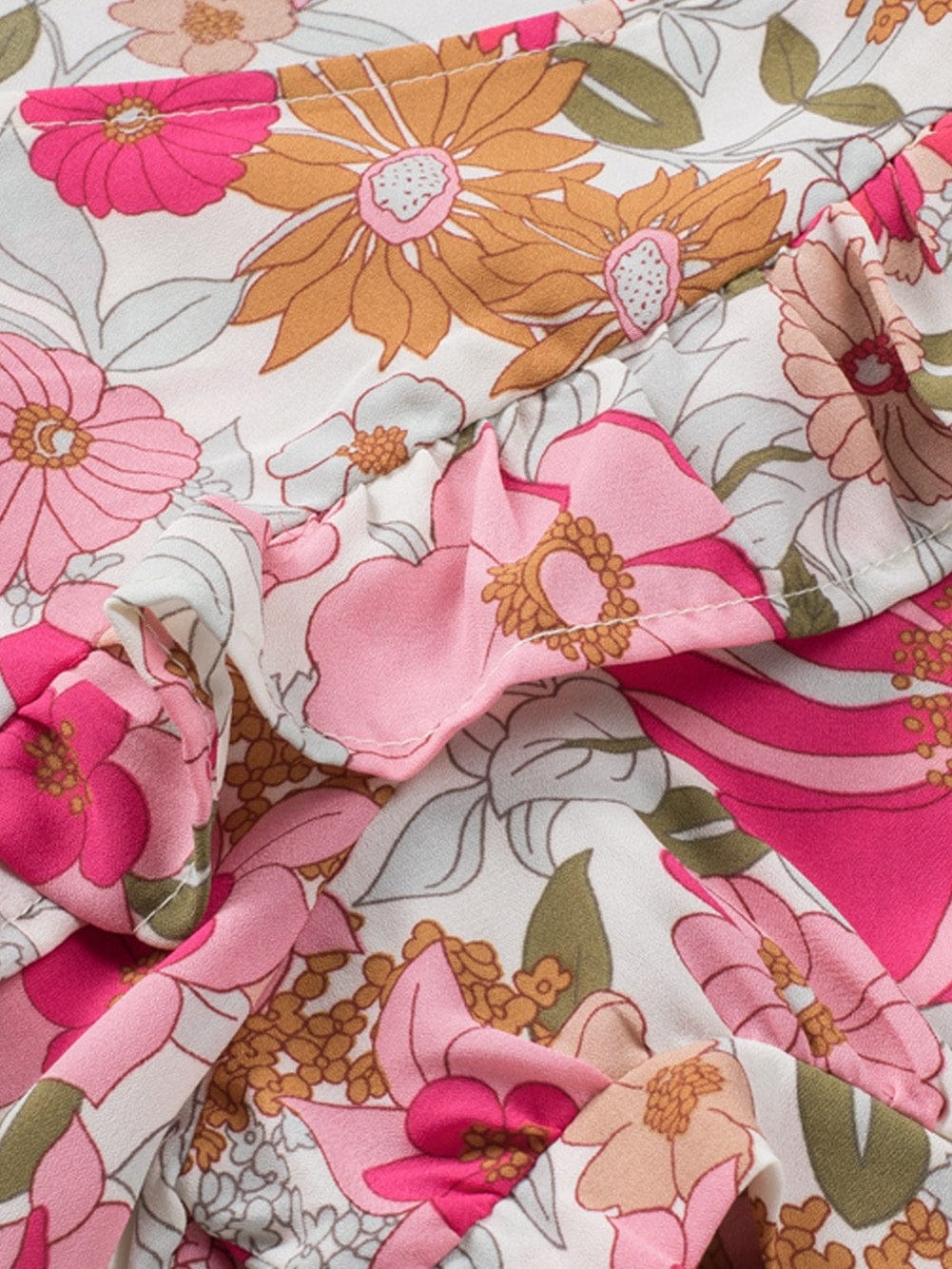 Floral Patchwork Frill Tiered Shift Dress with Vibrant Colors