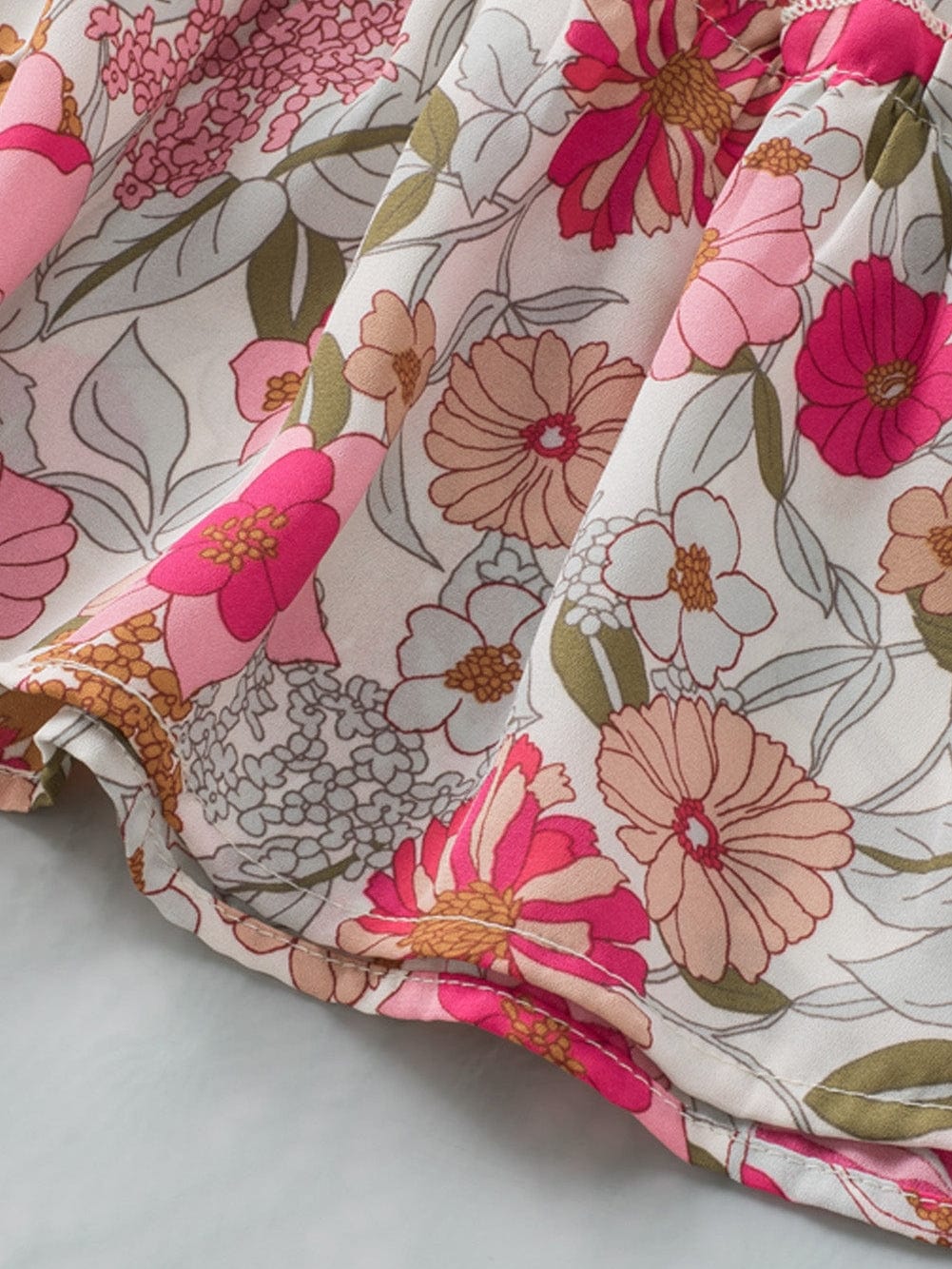 Floral Patchwork Frill Tiered Shift Dress with Vibrant Colors