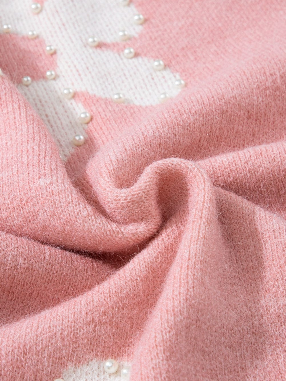 Floral Pearl Embellished Drop Shoulder Multicolor Sweater