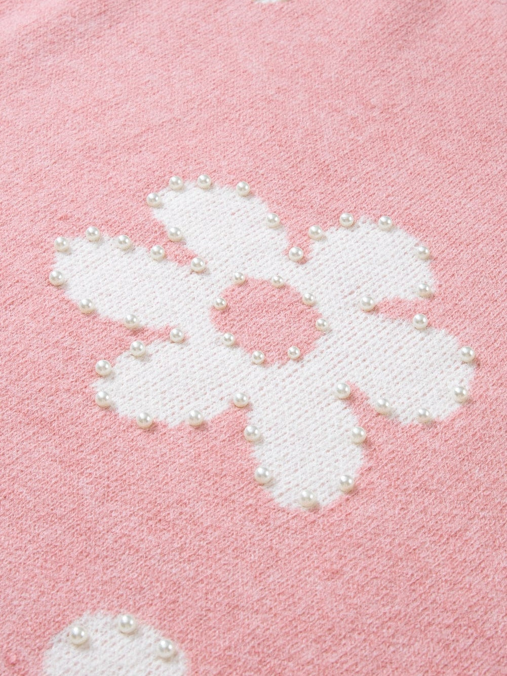 Floral Pearl Embellished Drop Shoulder Multicolor Sweater