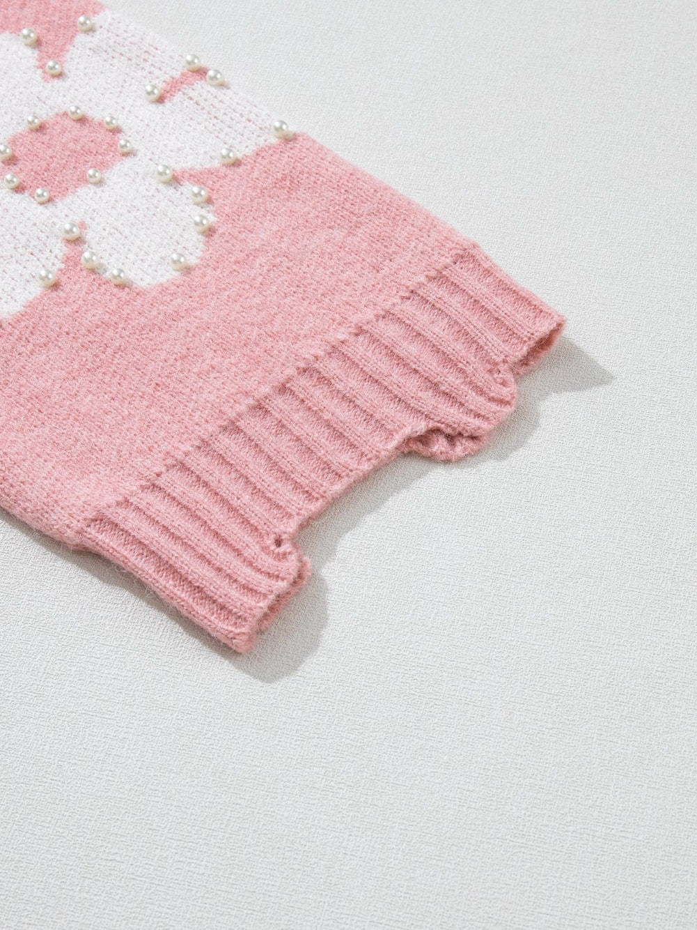 Floral Pearl Embellished Drop Shoulder Multicolor Sweater