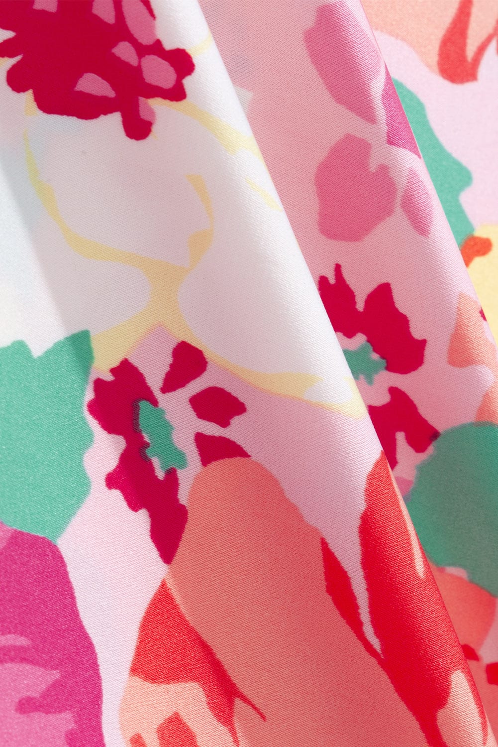 Floral Pink Bohemian Blouse with Shirred Sleeve Detail