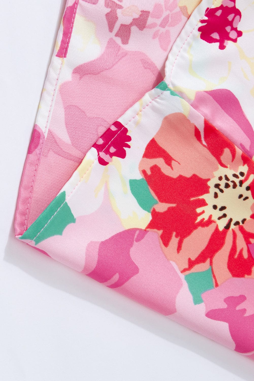 Floral Pink Bohemian Blouse with Shirred Sleeve Detail