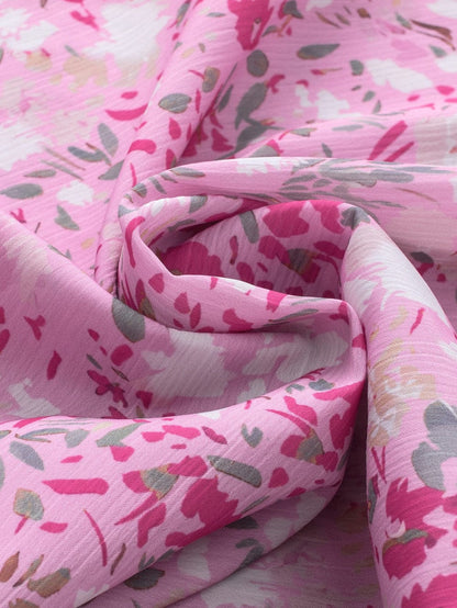 Floral Pink Mandarin Collar Blouse