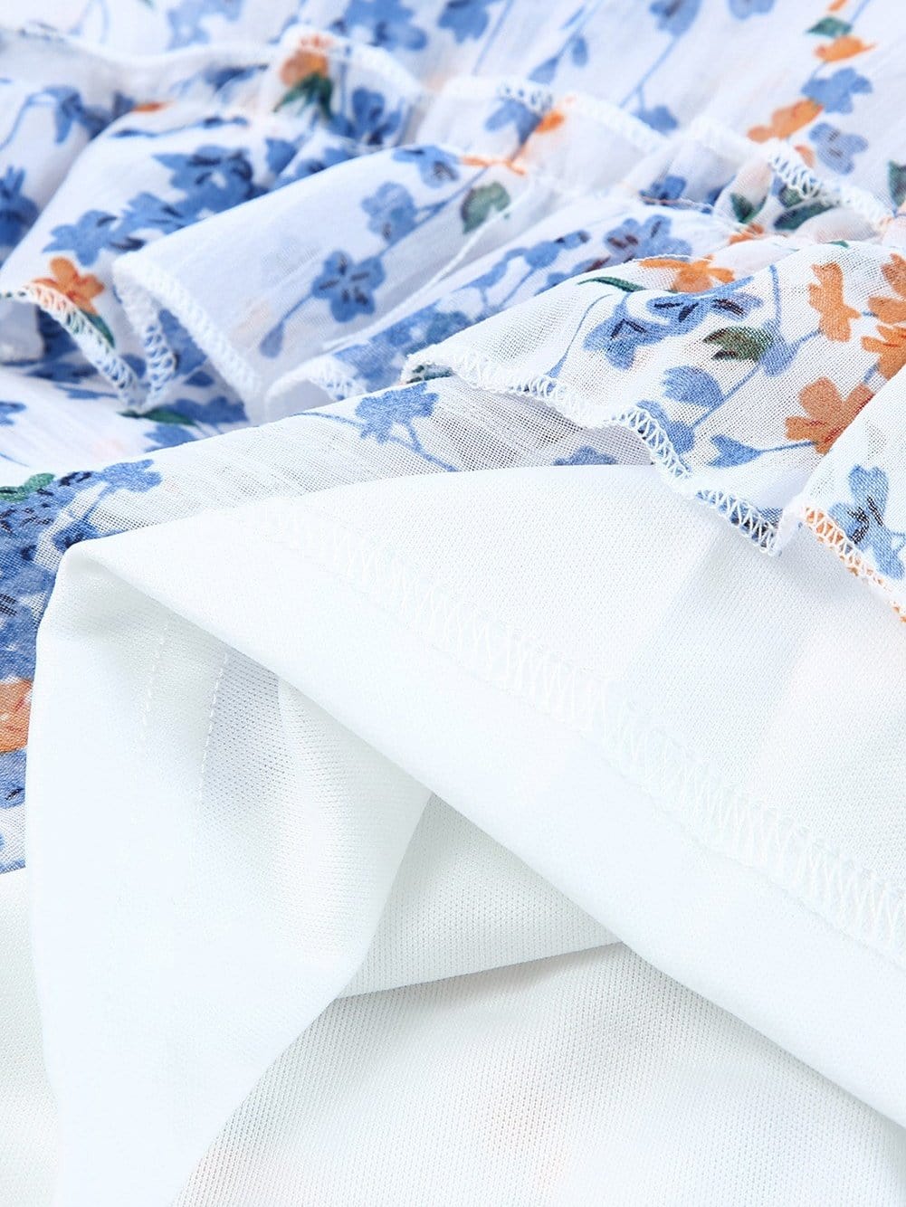 Floral Print Boho V-Neck Ruffle Dress with Open Back