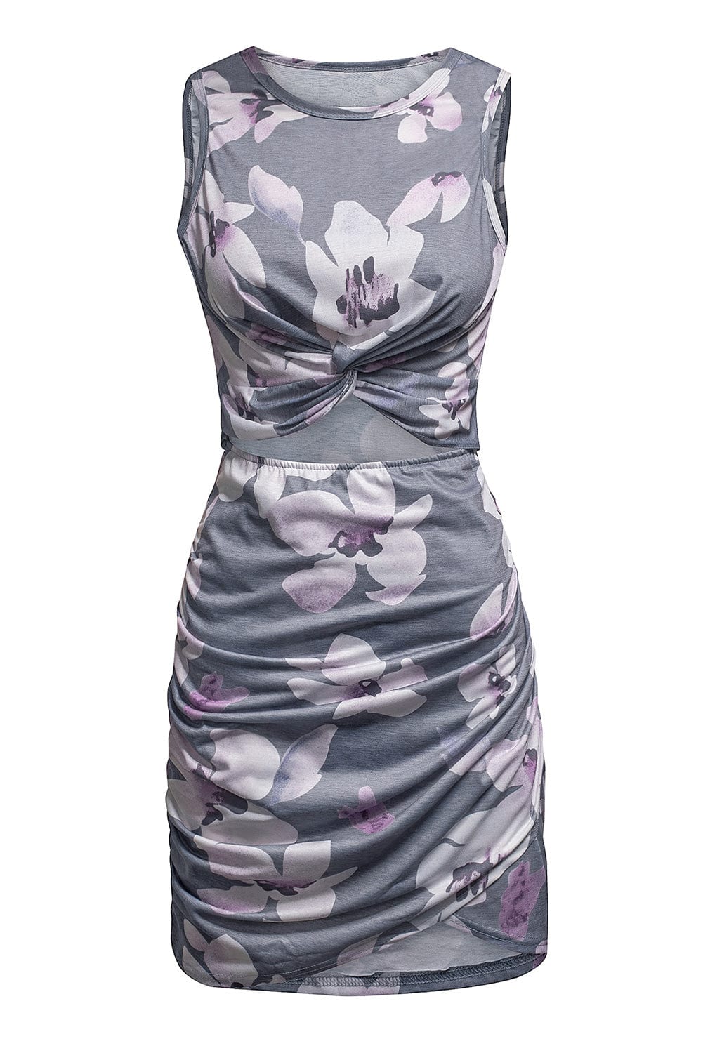 Floral Print Cut Out Bodycon Mini Dress