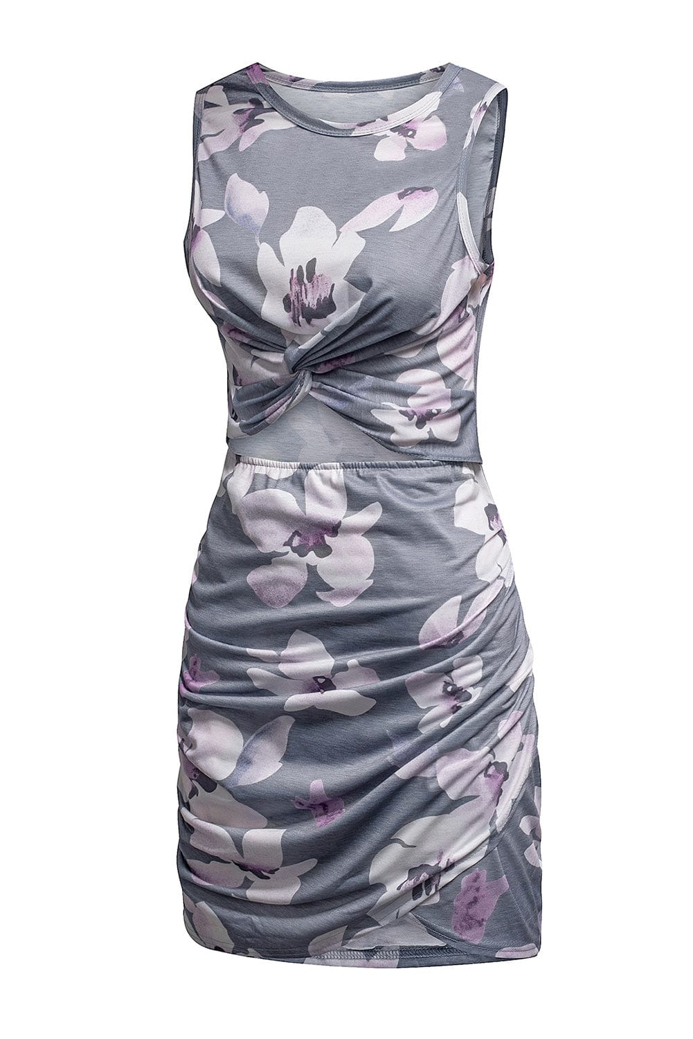 Floral Print Cut Out Bodycon Mini Dress