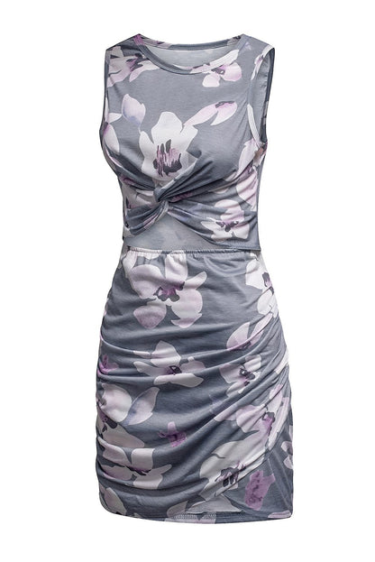 Floral Print Cut Out Bodycon Mini Dress