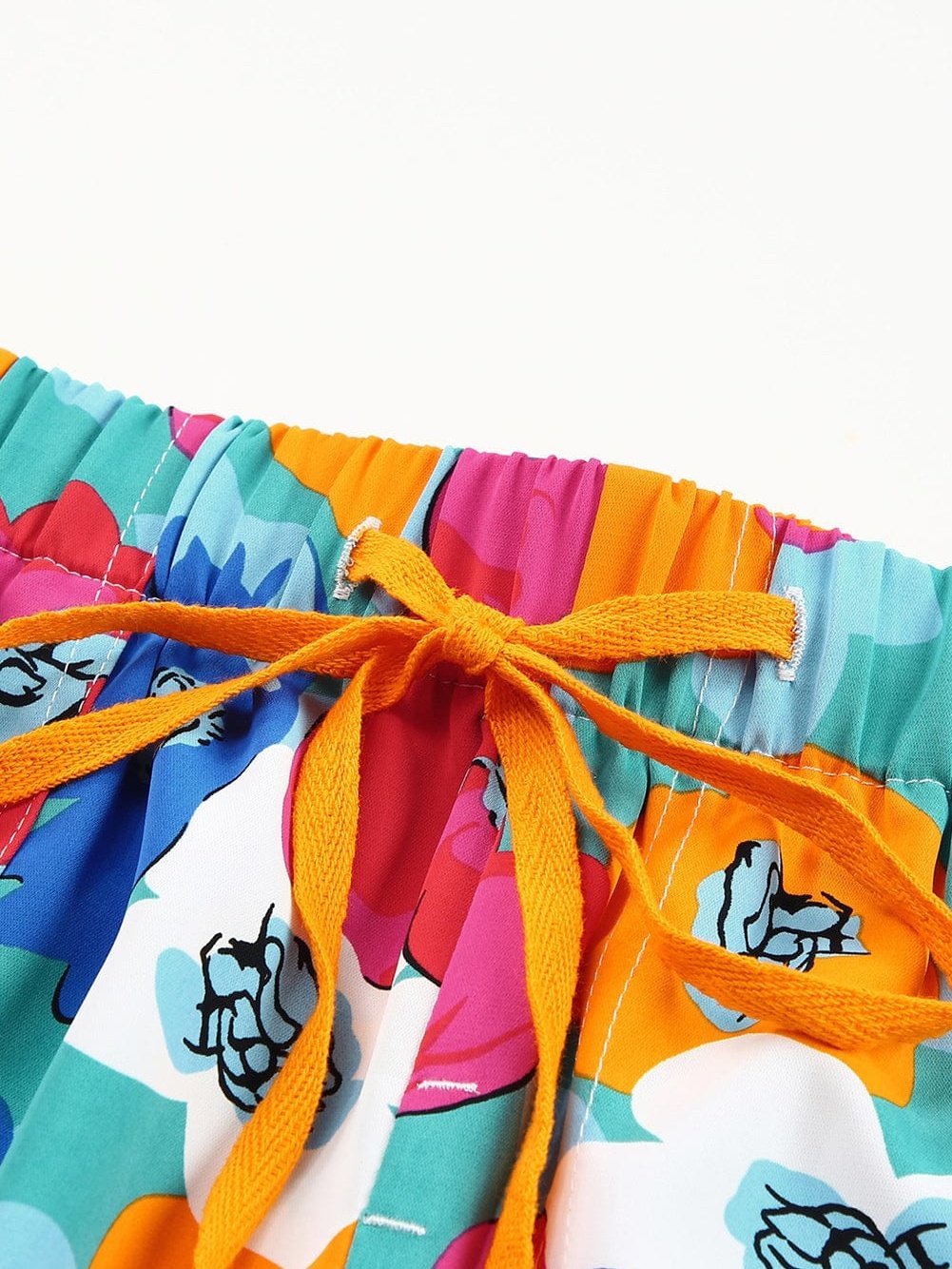 Floral Print Drawstring Casual Shorts with Multicolor Boho Style