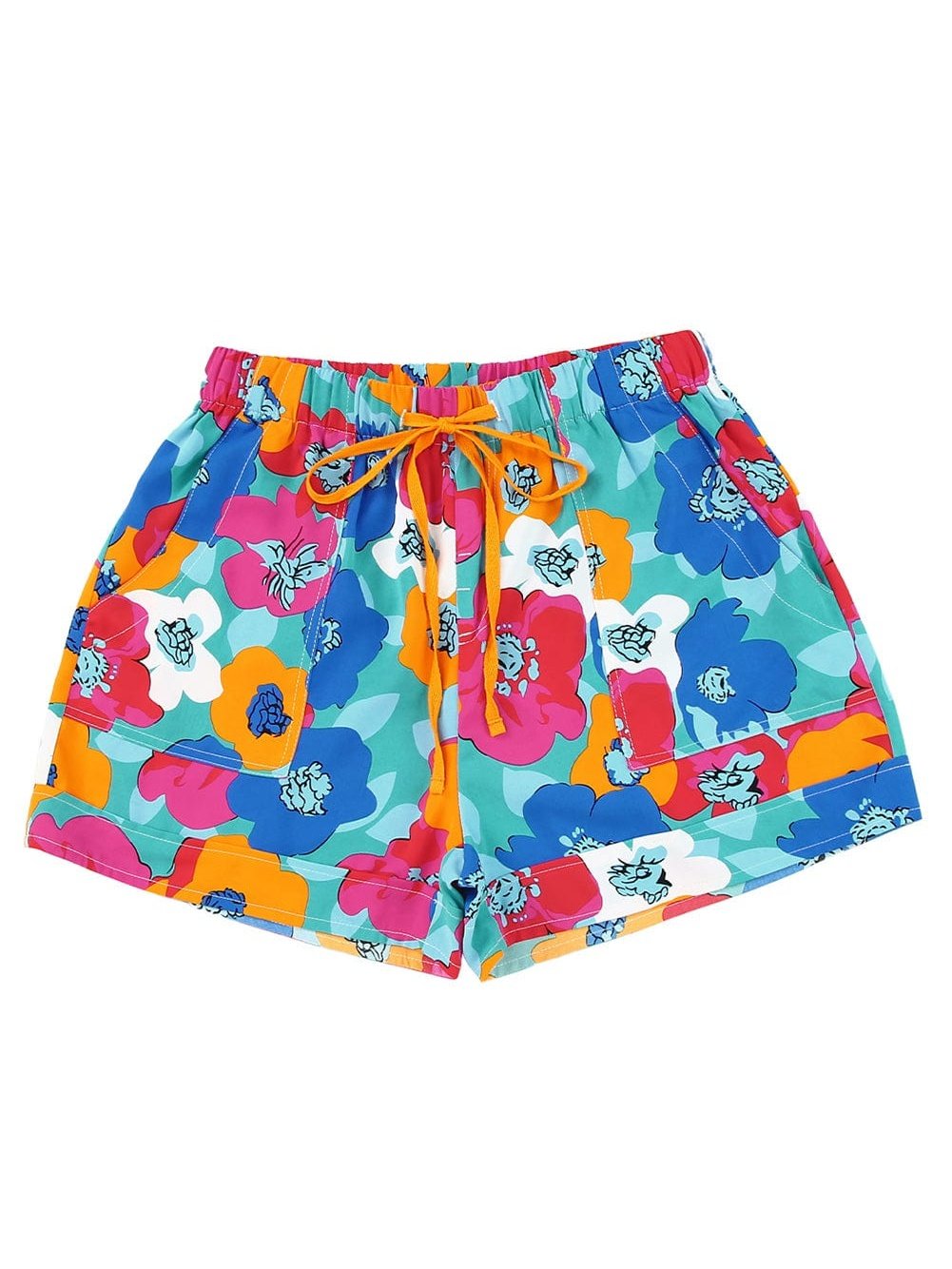 Floral Print Drawstring Casual Shorts with Multicolor Boho Style