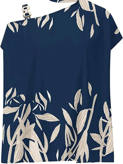 Floral Print Halter Batwing Sleeve Women's Blouse for Summer