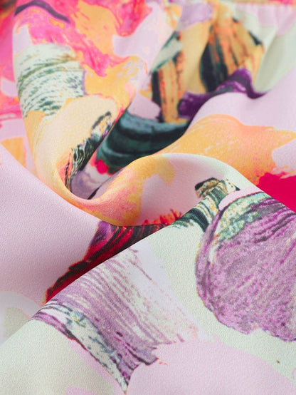 Floral Print Multicolor Short Sleeve Shirt Dress with Southern Belle Style