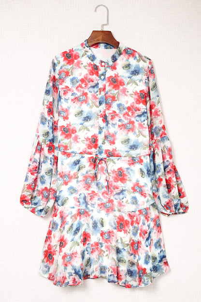 Floral Print One-shoulder Mopping Dress