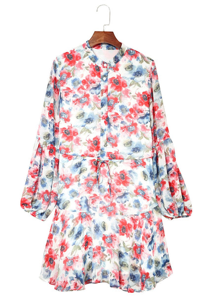Floral Print One-shoulder Mopping Dress