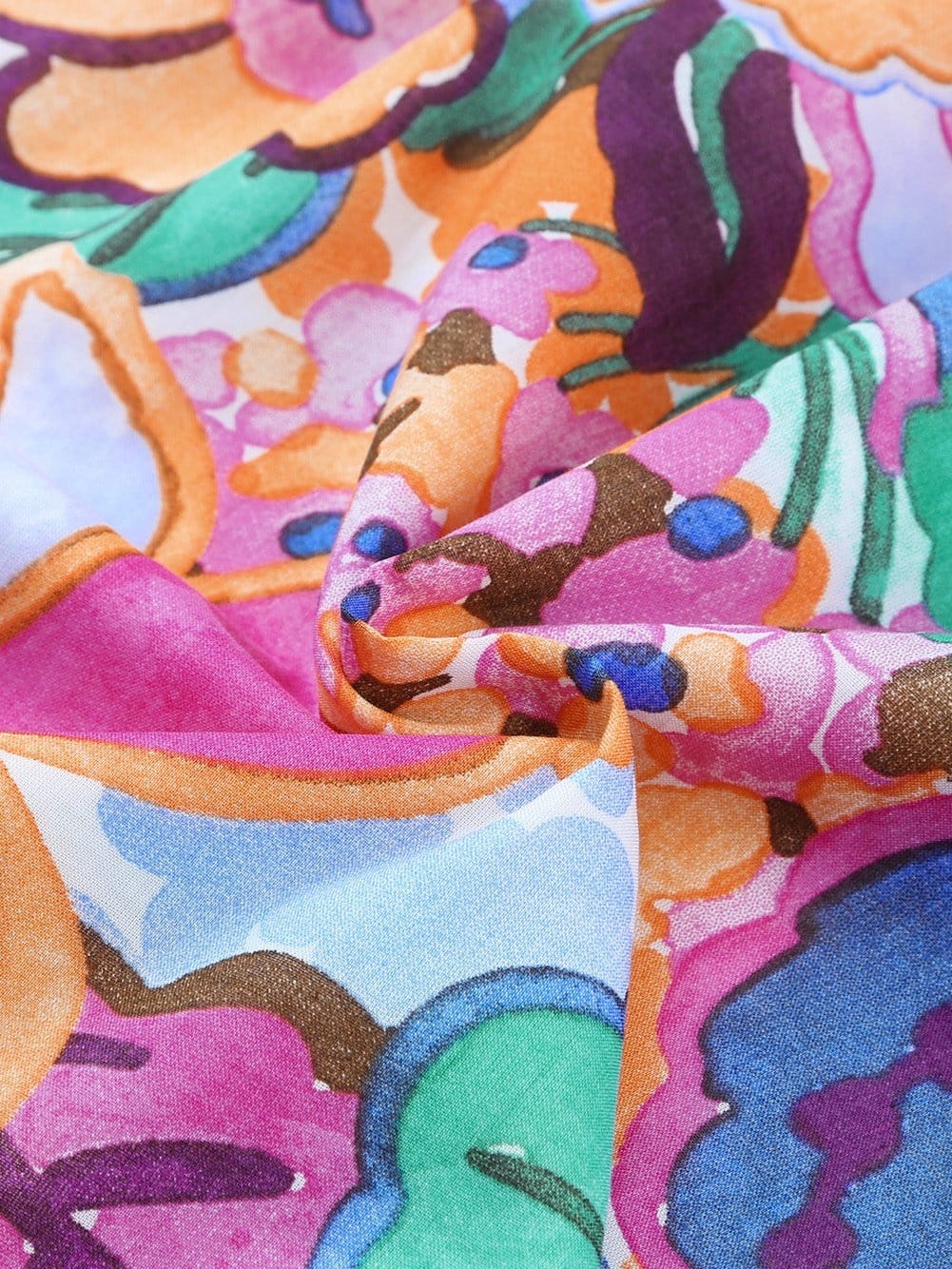 Floral Print Ruffle Sleeve Smocked Neck Blouse in Multicolor