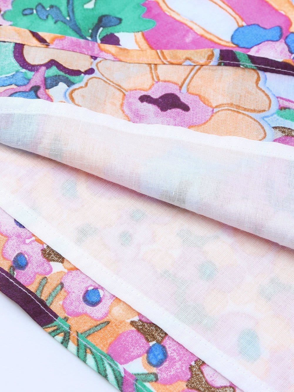 Floral Print Ruffle Sleeve Smocked Neck Blouse in Multicolor