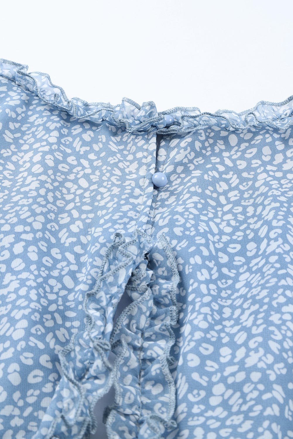 Floral Print Sky Blue Backless Ruffle Dress