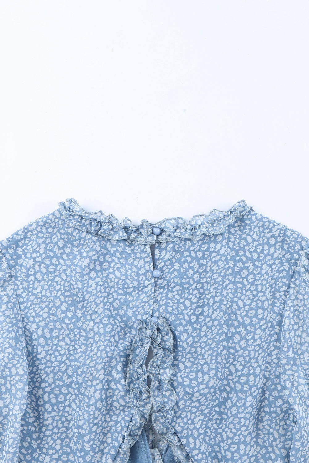 Floral Print Sky Blue Backless Ruffle Dress