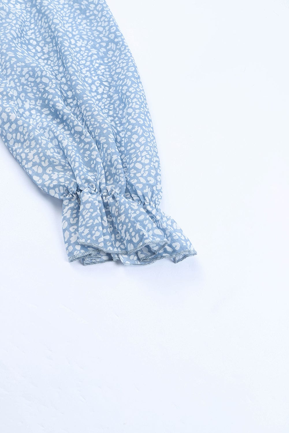 Floral Print Sky Blue Backless Ruffle Dress